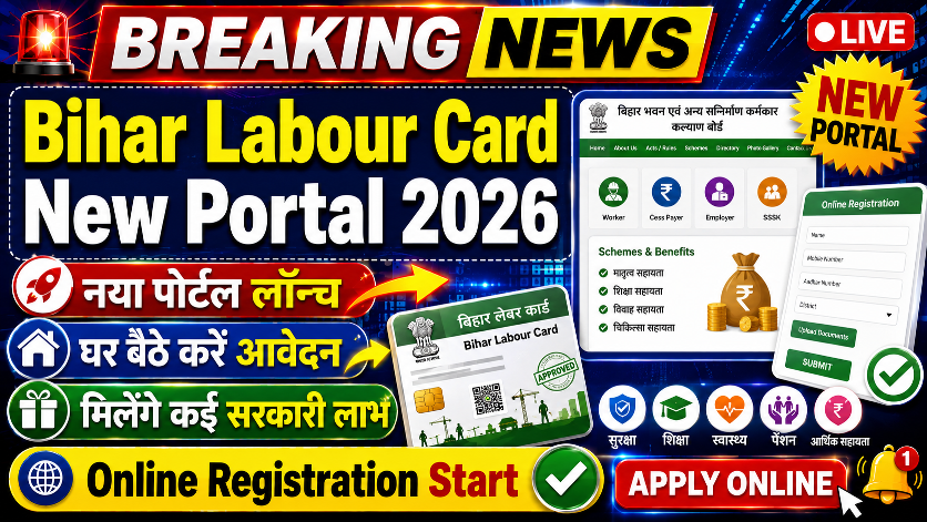 You are currently viewing Bihar Labour Card New Portal 2026: नया पोर्टल लॉन्च, घर बैठे करें लेबर कार्ड के लिए आवेदन, जानें पूरी प्रक्रिया