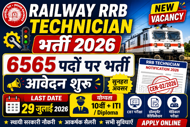 You are currently viewing Railway RRB Technician Recruitment 2026: 6565 Posts Online Form, Apply Online Last Date 29 July