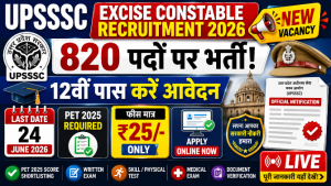 Read more about the article UPSSSC Excise Constable Recruitment 2026: 820 Posts, Apply Online, Eligibility & Selection Process