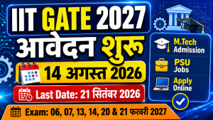 Read more about the article IIT GATE 2027 Online Form Apply, Exam Date, Eligibility, Fee, Notification in Hindi