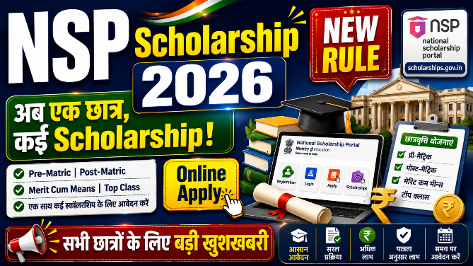 You are currently viewing NSP Scholarship 2026: अब एक छात्र कर सकेगा कई Scholarship के लिए Apply, New Rule, Eligibility & Online Form