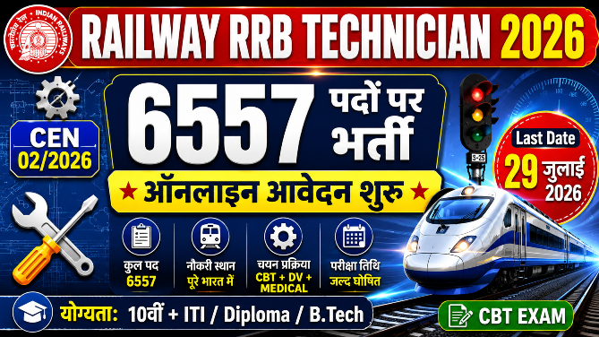 You are currently viewing Railway RRB Technician Recruitment 2026 Apply Online, 6557 Posts Notification, Eligibility & Last Date