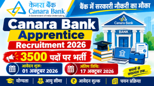 Read more about the article Canara Bank Apprentice Recruitment 2026: 3500 पद, आवेदन तिथि, योग्यता और पूरी जानकारी