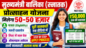 Read more about the article Bihar Graduation Scholarship 2026: स्नातक पास छात्राओं को ₹50,000, Apply Online & Status