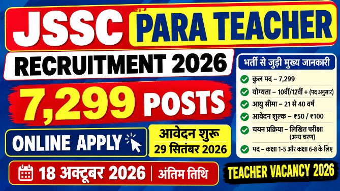 You are currently viewing JSSC Para Teacher Recruitment 2026: 7299 पद, Apply Online